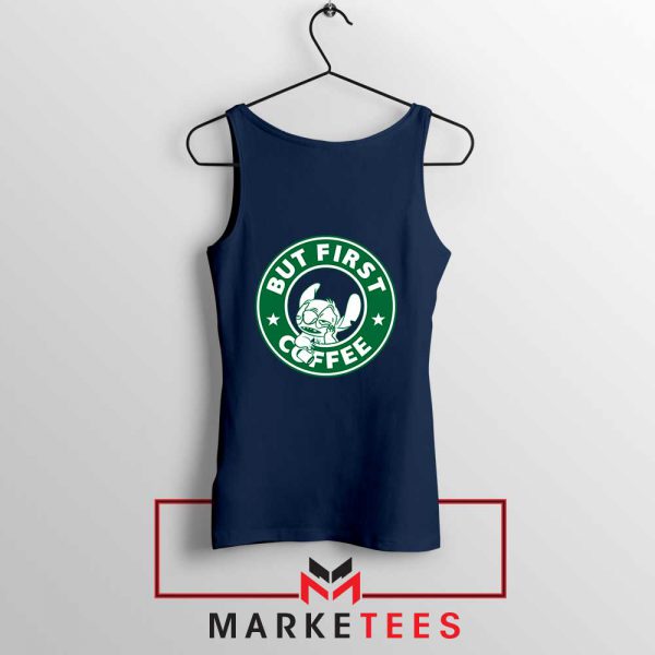 But First Coffee Navy Blue Tank Top