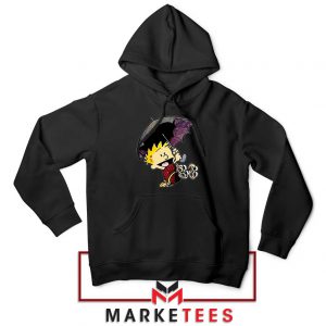 Calvin Hobbes Umbrella Black Hoodie