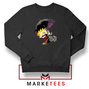 Calvin Hobbes Umbrella Black Sweatshirt