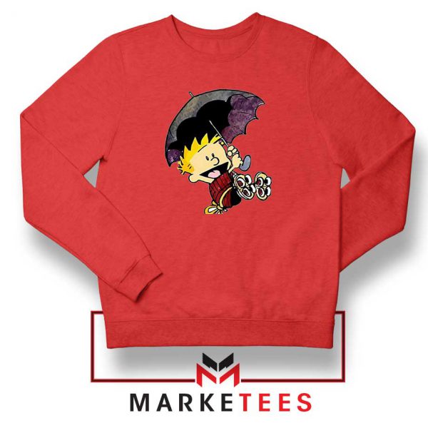 Calvin Hobbes Umbrella Red Sweatshirt