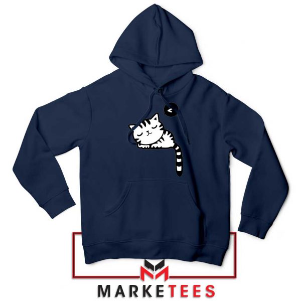 Cute Cat Sleeping Navy Blue Hoodie