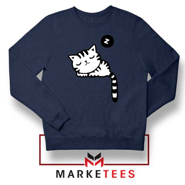 Cute Cat Sleeping Navy Blue Sweatshirt