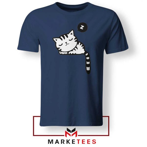 Cute Cat Sleeping Navy Blue Tshirt