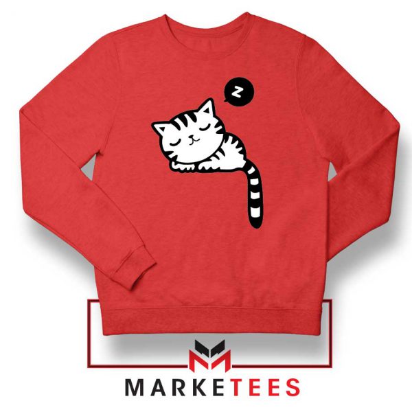 Cute Cat Sleeping Red Sweatshirt