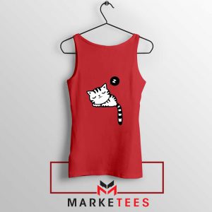 Cute Cat Sleeping Red Tank Top