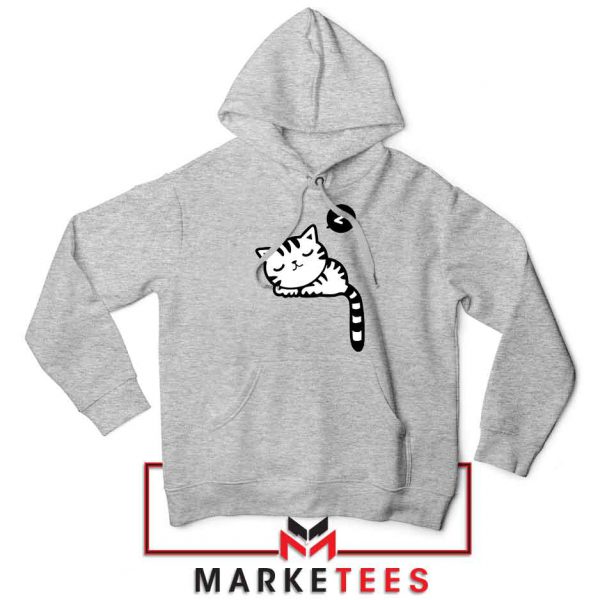 Cute Cat Sleeping Sport Grey Hoodie