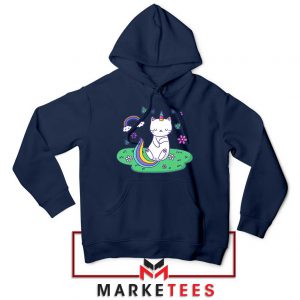 Dabbing Cat Unicorn Navy Blue Hoodie