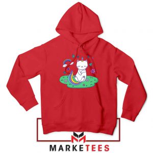 Dabbing Cat Unicorn Red Hoodie