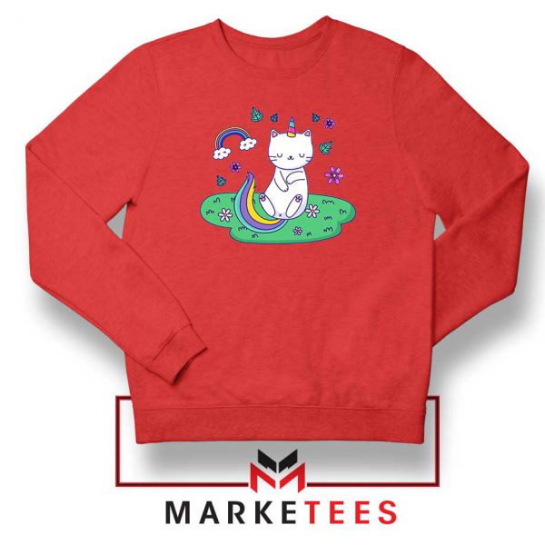 Dabbing Cat Unicorn Red Sweatshirt