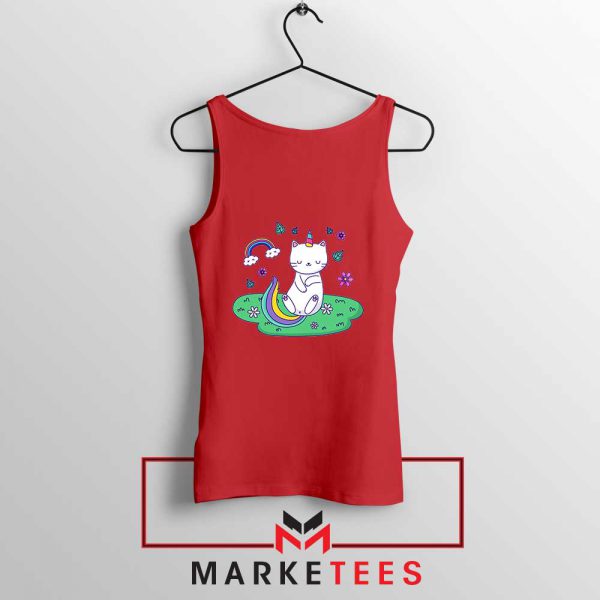 Dabbing Cat Unicorn Red Tank Top