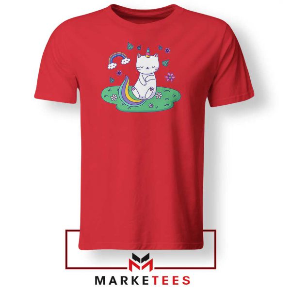 Dabbing Cat Unicorn Red Tshirt