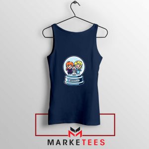 Elsa Anna Olaf Snow Globe Navy Blue Tank Top