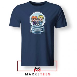 Elsa Anna Olaf Snow Globe Navy Blue Tshirt