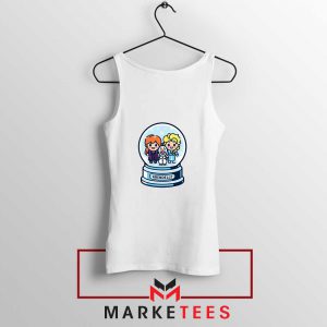 Elsa Anna Olaf Snow Globe White Tank Top