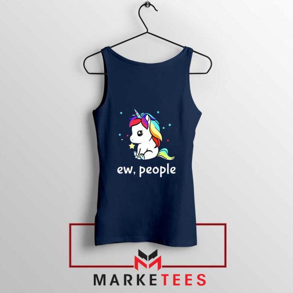 Ew People Unicorn Navy Blue Tank Top