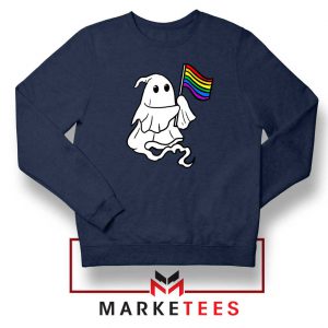 Ghost Rainbow Flag Navy Blue Sweatshirt