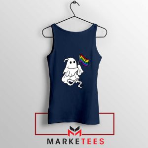 Ghost Rainbow Flag Navy Blue Tank Top