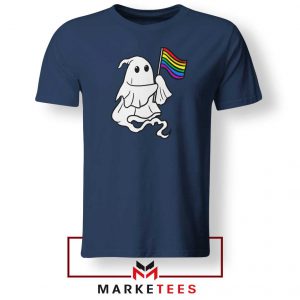 Ghost Rainbow Flag Navy Blue Tshirt