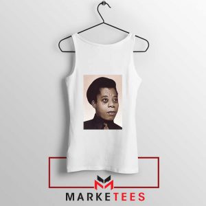 James Baldwin Potrait White Tank Top