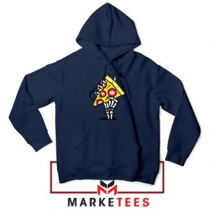 Pizza Skull Hand Navy Blue Hoodie