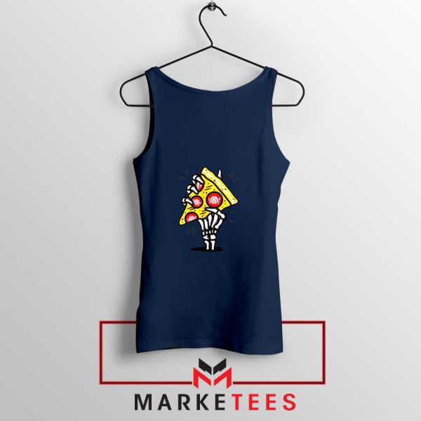 Pizza Skull Hand Navy Blue Tank Top