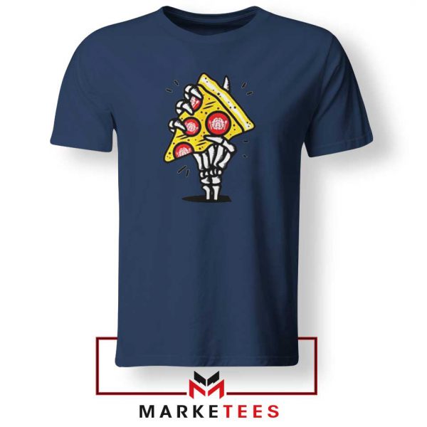 Pizza Skull Hand Navy Blue Tshirt