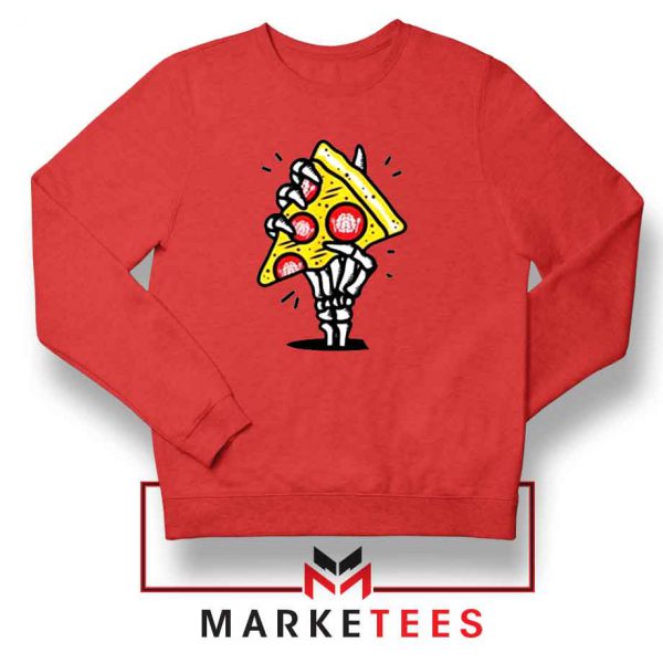 Pizza Skull Hand Red Sweatshirt