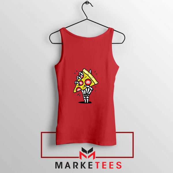 Pizza Skull Hand Red Tank Top