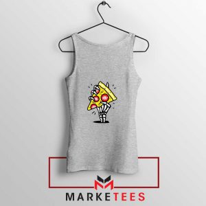 Pizza Skull Hand Sport Grey Tank Top