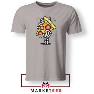 Pizza Skull Hand Sport Grey Tshirt