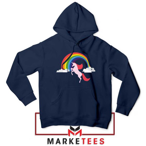 Rainbow Unicorn Navy Blue Hoodie