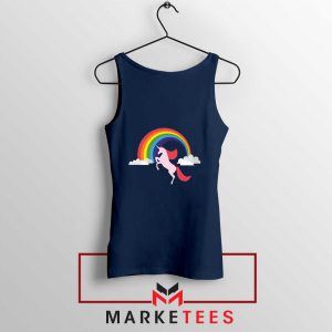 Rainbow Unicorn Navy Blue Tank Top