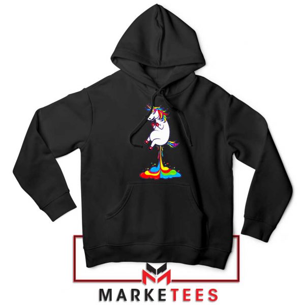 Unicorn Fart Rainbow Black Hoodie