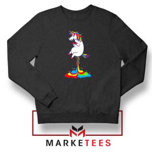 Unicorn Fart Rainbow Black Sweatshirt