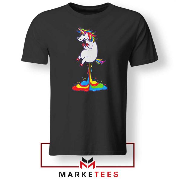 Unicorn Fart Rainbow Black Tshirt