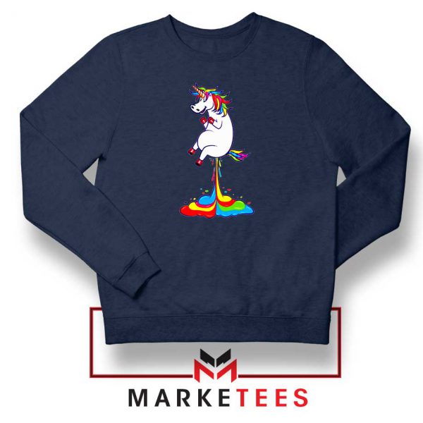 Unicorn Fart Rainbow Navy Blue Sweatshirt