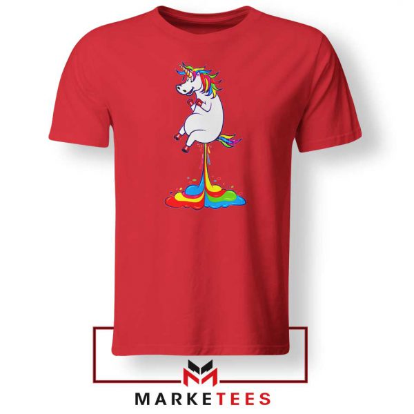 Unicorn Fart Rainbow Red Tshirt