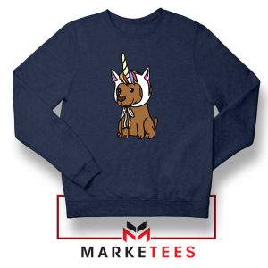 Vizsla Unicorn Hat Navy Blue Sweatshirt