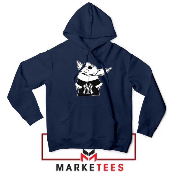 Baby Yoda Yankees Navy Blue Hoodie