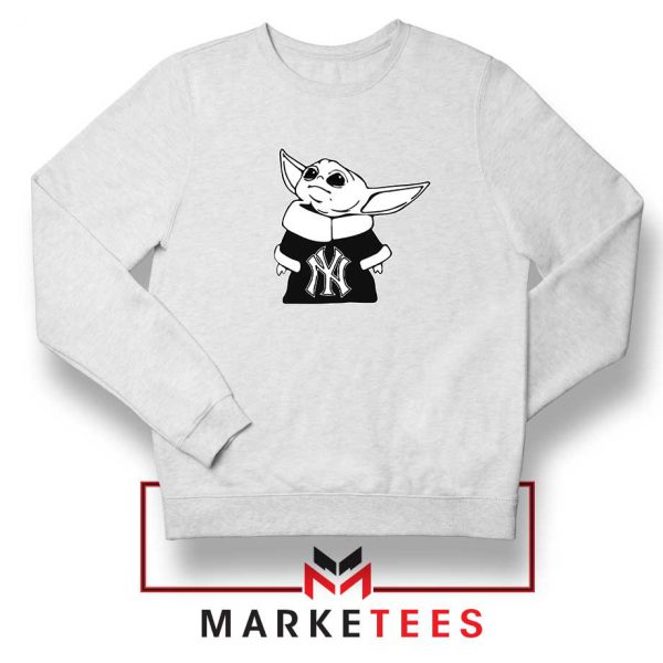 Baby Yoda Yankees White Sweatshirt