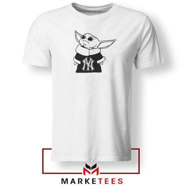 Baby Yoda Yankees White Tshirt