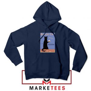 Black Cat Coffee Navy Blue Hoodie