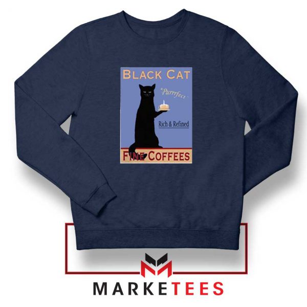 Black Cat Coffee Navy Blue Sweatshirt