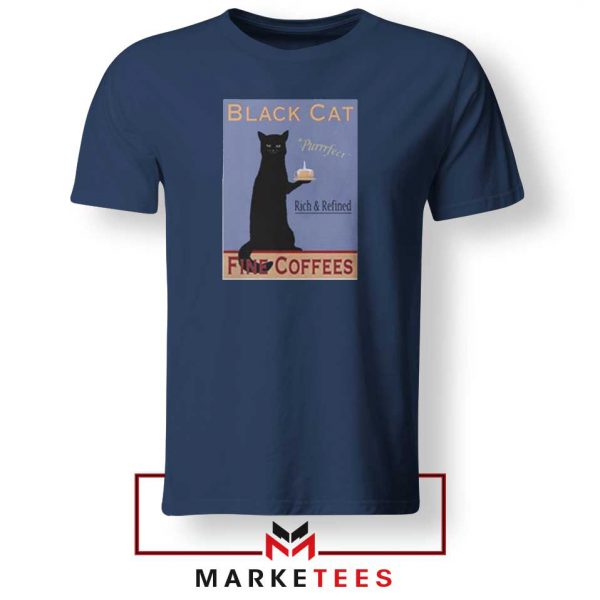 Black Cat Coffee Navy Blue Tshirt