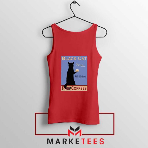 Black Cat Coffee Red Tank Top