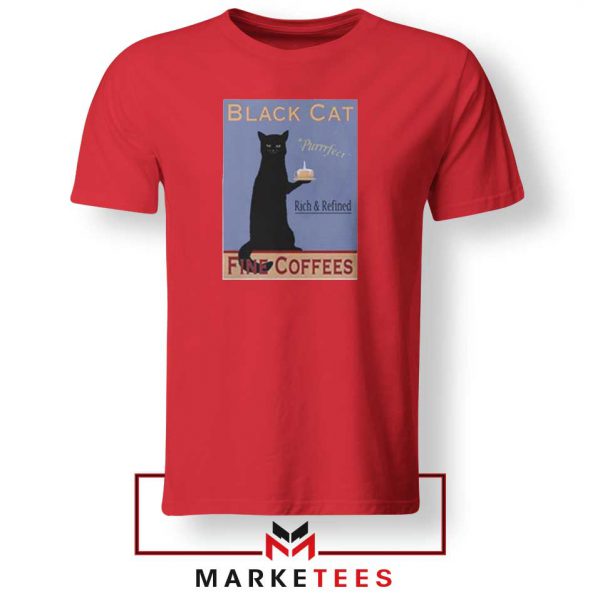 Black Cat Coffee Red Tshirt