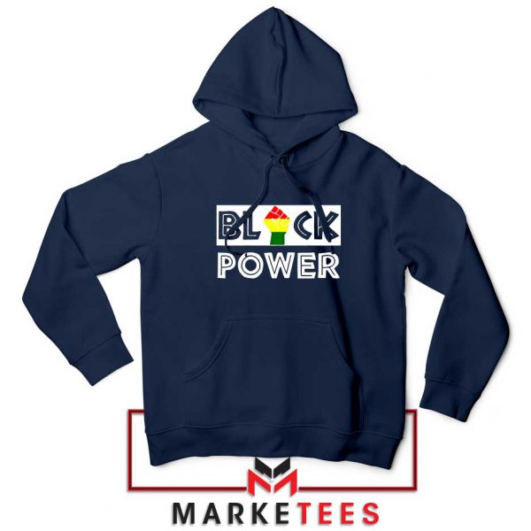 Black Power Rainbow Fist Navy Blue Hoodie