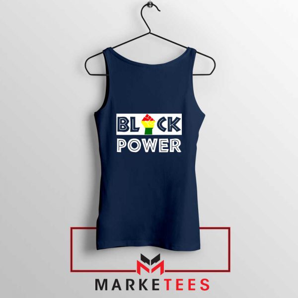 Black Power Rainbow Fist Navy Blue Tank Top