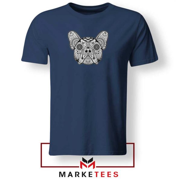 Bulldog Sugar Skull Navy Blue Tshirt