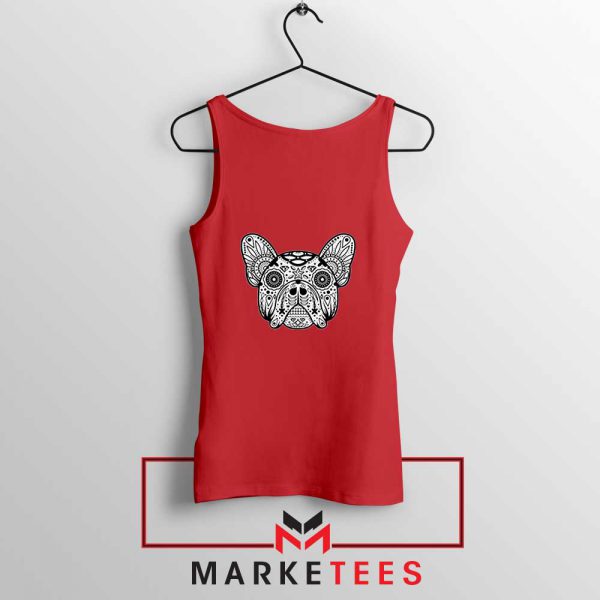 Bulldog Sugar Skull Red Tank Top